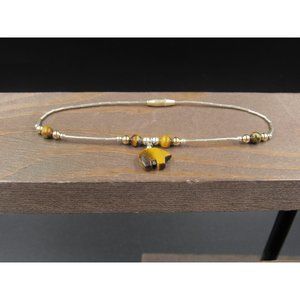 8" Sterling Silver Tiger's Eye Stone Elephant Bracelet Vintage Elegant Beautiful